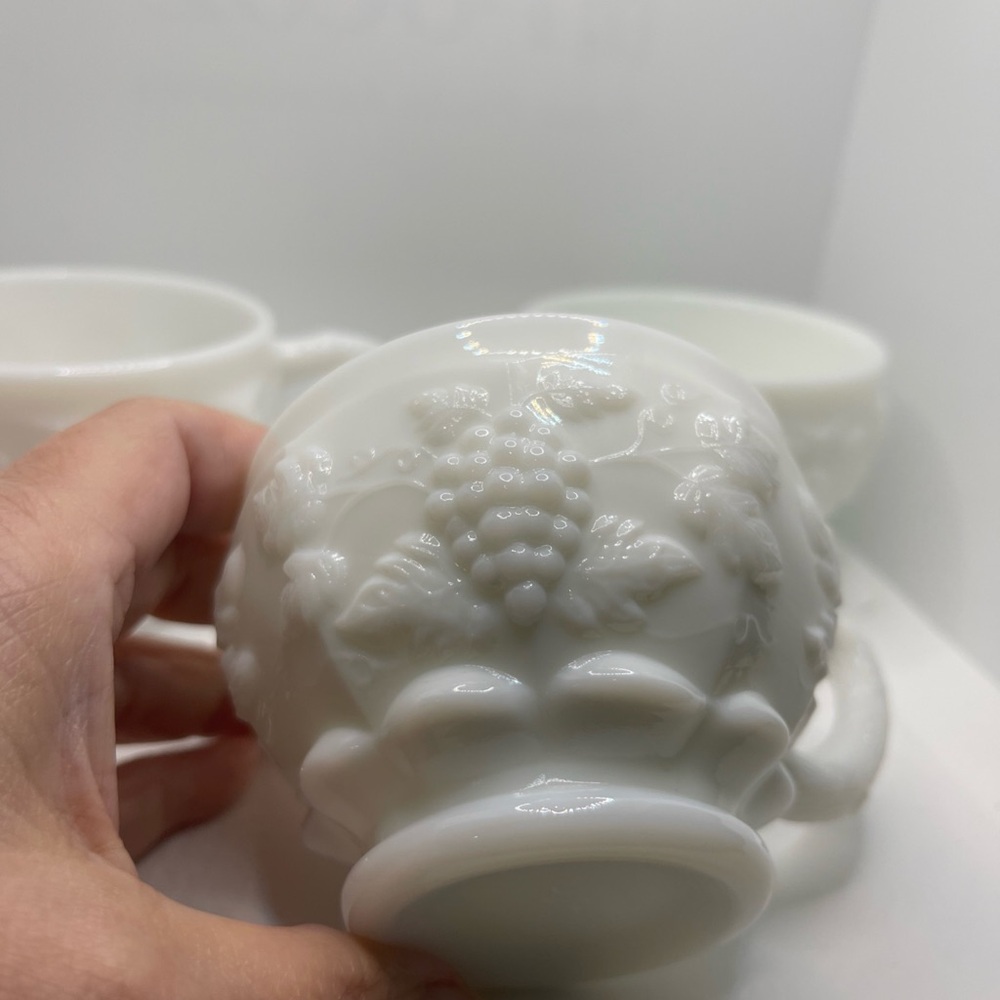 3 Vintage Westmoreland Milk Glass Punch Bowl Cups, Coffee/teas Mugs